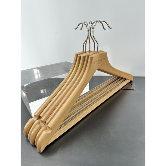 Ted Baker London Set Of 5 High Quality Clothes,Suit Wood Hanger In Light Brown - Picture 1 of 13